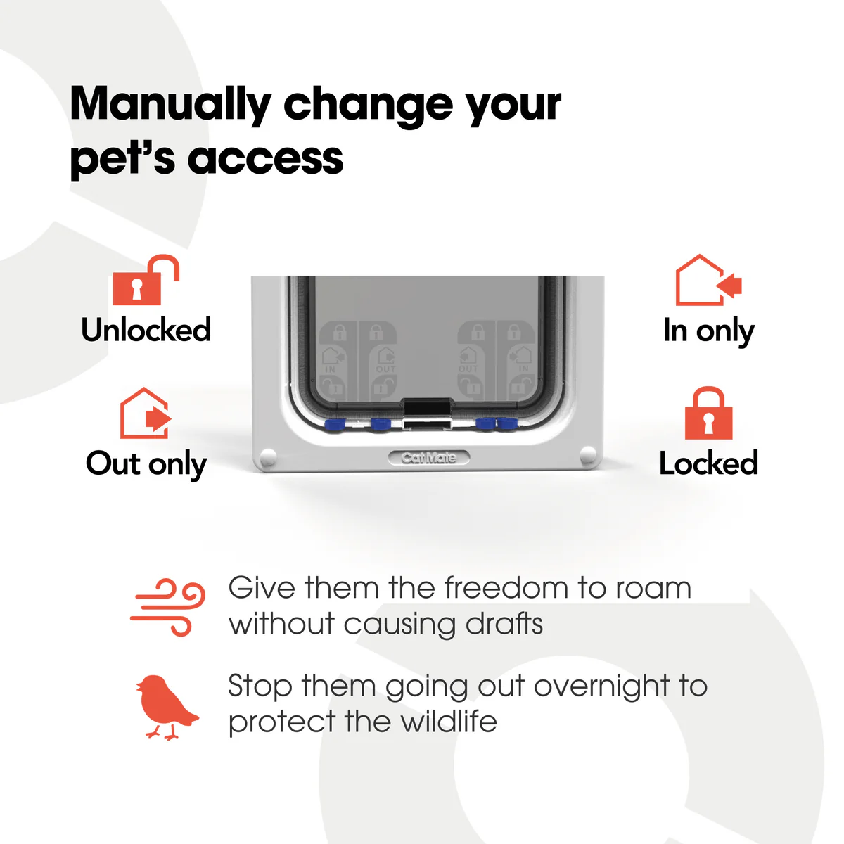 Cat Mate 221G  4 Funkciós  Zárható Nagyméretű Macskaajtó - Szürke - Closer Pets