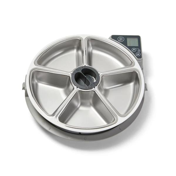 Cat Mate C500 5 adagos automata etető rozsdamentes acél tállal - Closer Pets- Szürke