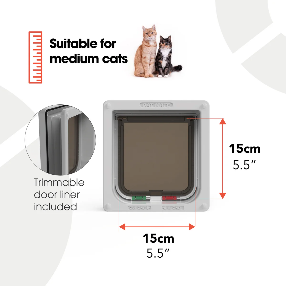Cat Mate 235G  4 utas Zárható Macskaajtó, Alagúttal - Szürke - Closer Pets