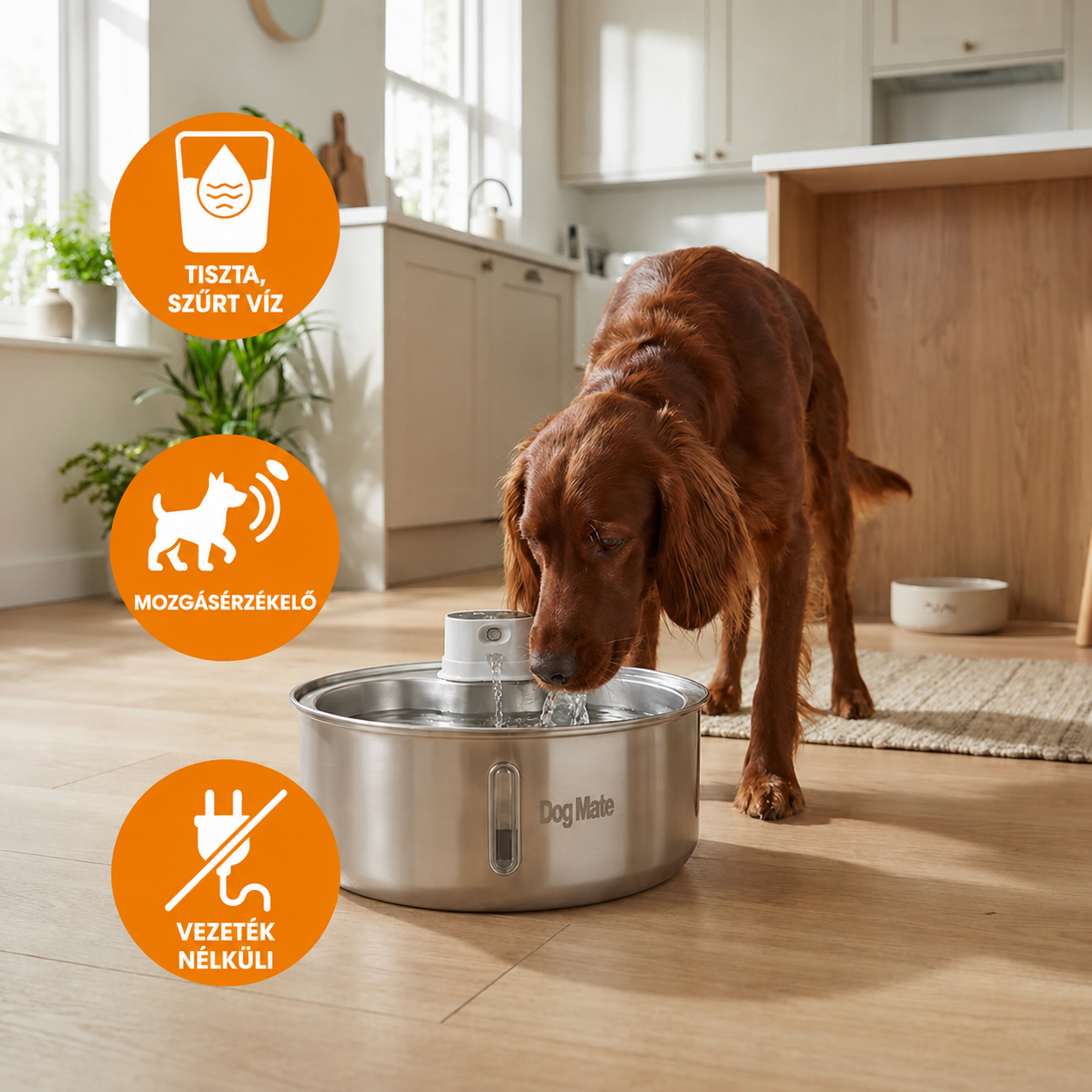 Dog Mate 8 Literes Rozsdamentes Acél Kisállat Ivókút - ÖNITATÓ (830) - CloserPets