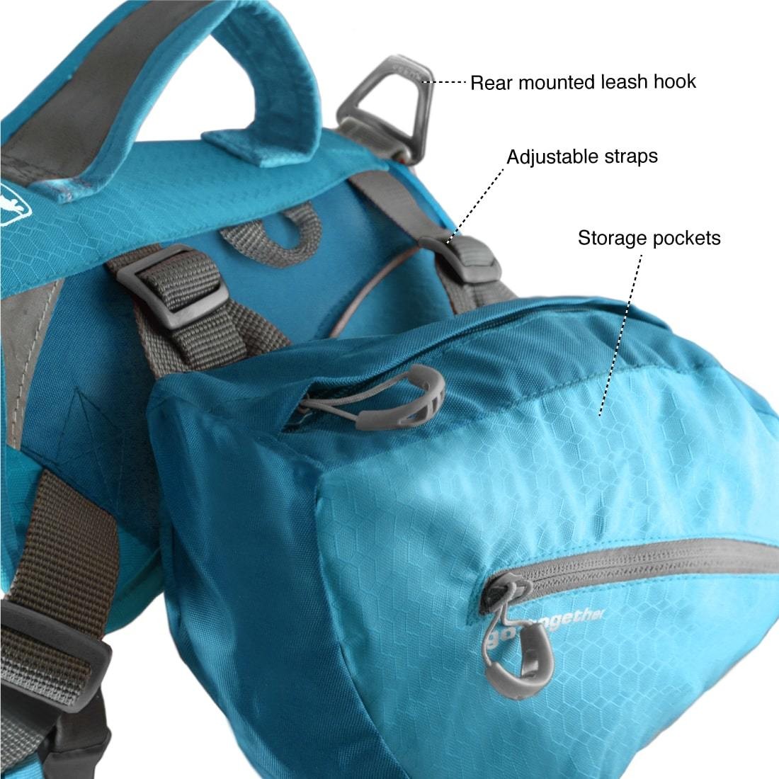 KURGO Baxter Backpack - BLUE - for dogs 30-85 pounds