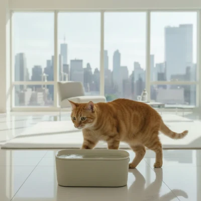 Cat Mate Kerámia Önitató macskáknak - Világos szürke - (800ULG) - Closerpets-1